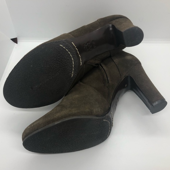 TORY BURCH Suede Boots Milan Heeled Booties Olive - Picture 3 of 10